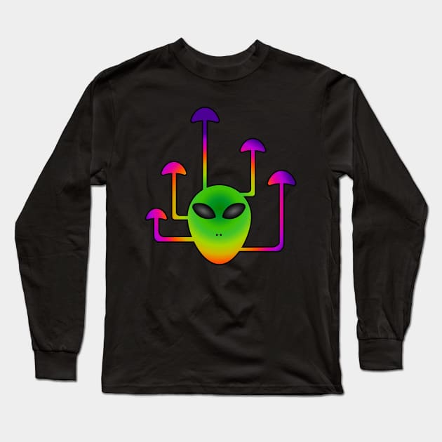 Trippy mushroom alien Long Sleeve T-Shirt by QuickSilverfish